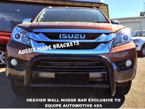 BLACK STEEL NUDGE BAR FOR 2013-21 ISUZU MU-X HEAVY WALL AUS BRACKETS X-BAR MUX - Picture 1 of 2