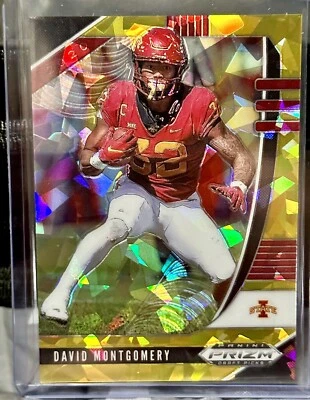 2019-20 Panini Prizm Football Draft Picks David Montgomery Gold Ice Prizm 5/7 - Image 1 of 2