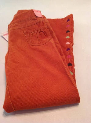 Calça de veludo laranja Gymboree Mix and Match nova com etiquetas com corações bordados tamanho 9 - Imagem 1 de 2