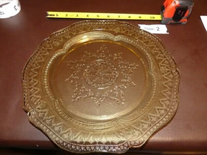 Federal Glas Patrizier Speiche Speiseteller 11" Bernstein Gelb Vertiefung - Bild 1 von 4