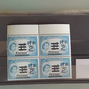 Nyasaland QEII 1963 1/2d On 1d Block of 4 SG188 MNH HARIASTAMP FRESH UNMOUNTED. - Picture 1 of 4