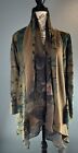 Soft Surroundings Womens Jacket Small Brown Open Birds Long Lined Artsy Lined