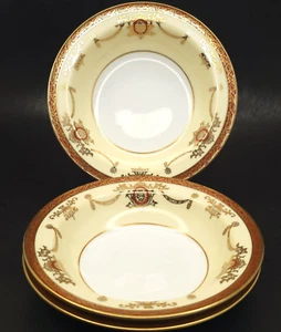 C1940 LOT 3 Noritake Rainbow 3982 Dessert Fruit Bowl Gold & Red Band Replacement - Picture 1 of 8