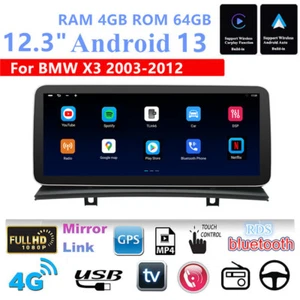 12.3'' Android 13 4GB 64GB Car Stereo Radio GPS Navigation For BMW X3 E83 03-12 - Picture 1 of 24