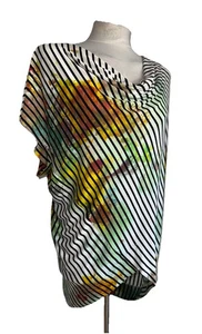 VIVIENNE WESTWOOD GREEN STRIPE LOOS FIT ASYMMETRIC STRETCH TOP SIZE M - Picture 1 of 12