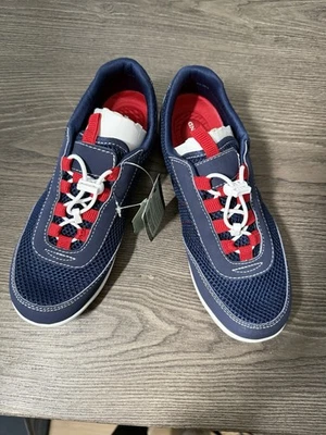 NUEVO CON ETIQUETAS LAND's END Mujer Talla 6B Azul Marino Rojo Y Blanco Tenis Zapatillas Foto 1 de 4