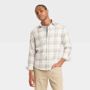 Camicia uomo media in flanella manica lunga con bottoni - Goodfellow & Co Cream XL - Foto 1 di 3