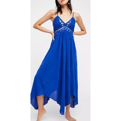 Maxi Vestido Free People Elaina Azul Cobalto Encaje Boho XS Foto 1 de 4