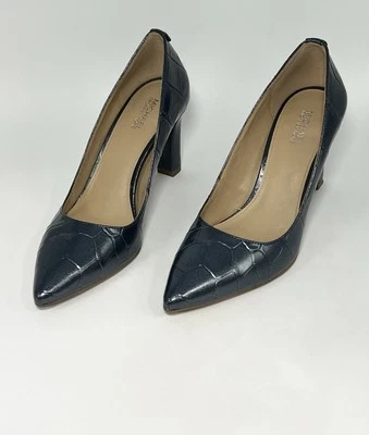 Michael Kors Milly Flex Crocodile Embossed Patent Leather Pumps Size 6M Navy - Image 1 of 4