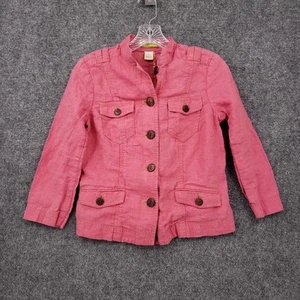 Sigrid Olsen Jacket Womens 2 Pink China Long Sleeve Button Front Linen Utility - Picture 1 of 12