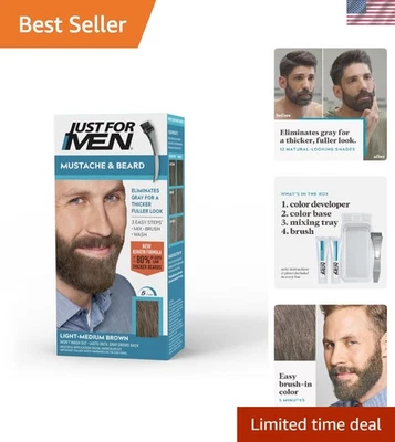 Cor da barba masculina com queratina e biotina - Revitalize cinza para marrom claro médio - Imagem 1 de 4