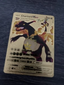 Charizard VMAX Symbol Gold Pokémon Karte Sammlerstück/Geschenk/Display Fan Art - Bild 1 von 4