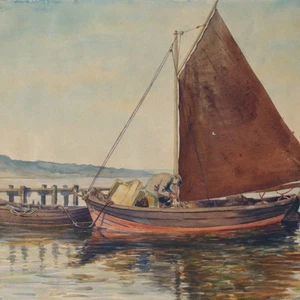 Walther Ventzke Segelboote Gouache Landschaft Original impression. signiert 1938 - Picture 1 of 4