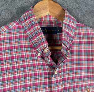 Ralph Lauren Hemd Herren Medium rosa kariert kariert langarm gebürstete Baumwolle Pony - Bild 1 von 14