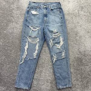 American Eagle Jeans Womens 8 Regular Highest Rise Mom Jean Distressed Rips 27" - Picture 1 of 13