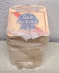 Vintage Pabst Blue Ribbon Beer Coasters Lot Of 100 Double Sided Cardboard - Picture 1 of 4