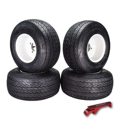 Kenda 18x8.5-8 Hole-N-1 4 Ply Golf Cart Tire & White Wheel w/Keychain Four Pack - Image 1 of 4