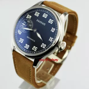 Parnis 44mm Leuchtmarkierungen schwarzes Zifferblatt 6497 Handaufzug mechanische Uhr 2403 - Bild 1 von 8