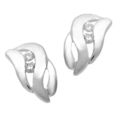 Orecchini a Farfalla Con Ogni Due Zirconia Bianco Vero 925 Argento Nuovo - Immagine 1 di 3