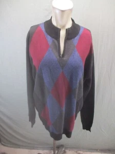 NWT Sahara Club Size L Mens 1/2 Zip Mock Neck Warm Winter Argyle Sweater 005 - Picture 1 of 10