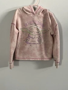 Star Wars Baby Yoda "Force is Strong" Girls Size Small Pink Hoodie Sweatshirt - Picture 1 of 7