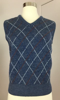 Vintage London Fog Mens Gray Wool Argyle Vest Size Small - Image 1 of 4