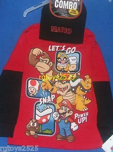 Super Mario Bowser Donkey Kong T-Shirt 8 M 10-12 L 14-16 Child w Beanie - Picture 1 of 1