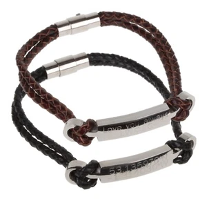 Regalo Personalizado Damas - Pulsera de Cuero ID Barra Grabada - Identidad, Nombre, Fecha - Imagen 1 de 14