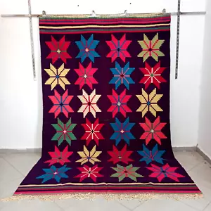 Authentic Vintage Handmade Moroccan Area Rug Old Kilim Geometric Berber Carpet - Picture 1 of 24