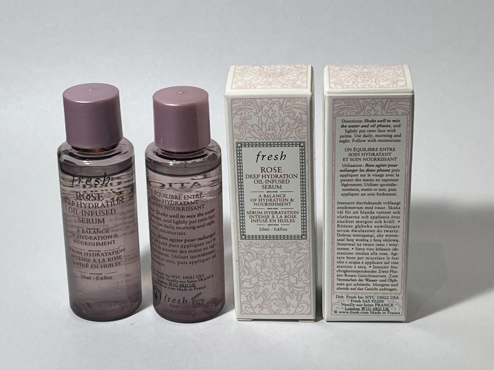 2 x Fresh Rose Deep Hydration Oil-Infused Serum 20ml/0.6oz each Travel Size NIB - Image 1 of 1