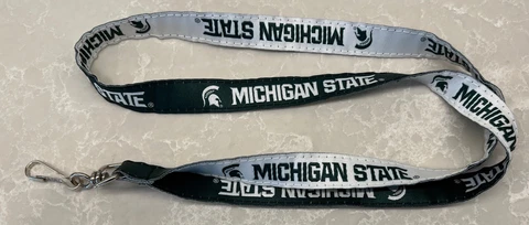 Michigan State Spartans - Lanyard ID Ticket Alligator Clip - Green / White Cover