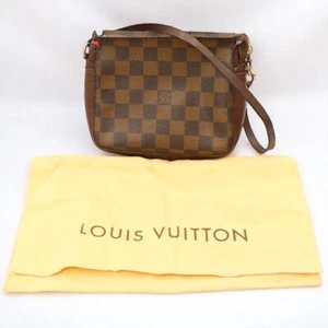 LOUIS VUITTON Damier Ebene Trousse Makeup Pouch Brown N51982 TH1015 Authentic LV - Foto 1 di 10