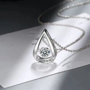 Water Drop Pendant 925 Sterling Silver Chain Necklace Womens Ladies Jewellery UK - Picture 1 of 3