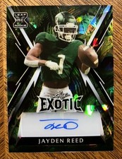 2023 Leaf Exotic Football Jayden Reed Rookie Auto SSP #1/8 Jersey # Match