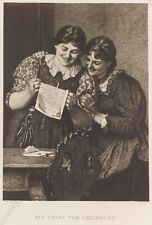 "Letter from a Beloved" by Ludwig Kuehn (b.1859), Etching after F. Deffregger(1)