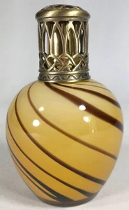 Art Glass Catalytic Oil Lamp Diffuser Cased Glass MCM Style 2-Tone Brown Swirl  - Picture 1 of 4