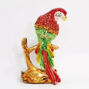 Schmuckstück emailliert Tier Vogel Schmuckschatulle/Figur mit Strass - Ara Papagei - Bild 1 von 4