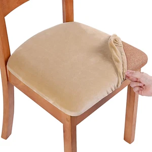 Smiry Original Velvet Dining Chair Seat Covers, Stretch Fitted Dining Room Uphol - Picture 1 of 12