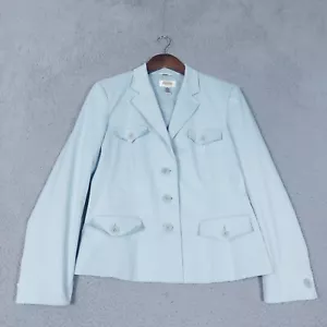 Talbots Blazer Women's 12 Blue Soft Shell Button Front Stretch Jacket Vintage - Picture 1 of 12