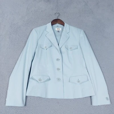 Talbots Blazer Women's 12 Blue Soft Shell Button Front Stretch Jacket Vintage - Image 1 of 4