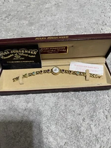 Vintage Jules Jurgensen watch purple amethyst gold tone band 7730 quartz pearl - Picture 1 of 9