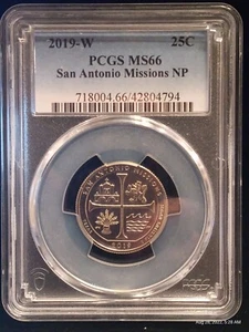 2019 W San Antonio Missions Quarter PCGS MS66 West Point BU - Bild 1 von 3