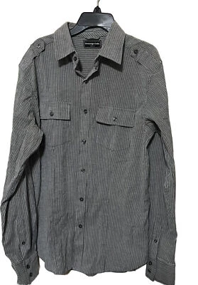 Sovereign Code Shirt Mens M Military Grey Pinstripe Button Up Collar Long Sleeve - Image 1 of 4