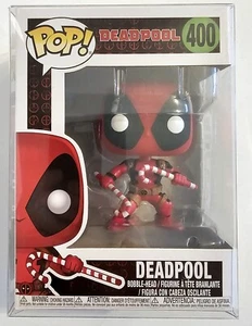 FUNKO POP 400 DEADPOOL with CANDY CANES HOLIDAY FIGURE with PROTECTOR BRAND NEW - Picture 1 of 8