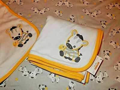 4R NUEVO CON ETIQUETAS GYMBOREE Pequeña Cebra Jersey Tejido Bebé Recibiendo Envoltura Cuna Manta Foto 1 de 2
