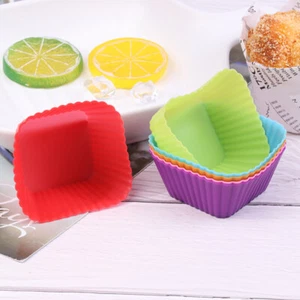 1/6Pcs 7cm Square Shaped Jelly Pudding Mold Muffin Cake Cup Silicone Molds QO - Bild 1 von 19