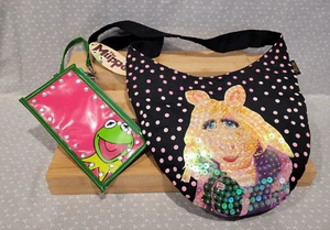Muppets Fab Starpoint Miss Piggy Purse VTG Disney World Kermit Zipper Pouch Set - Picture 1 of 15