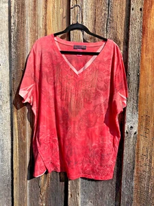 Women's APROPRIATE BEHAVIOR short sleeve V neck colorful tee with bling 4X - Picture 1 of 8