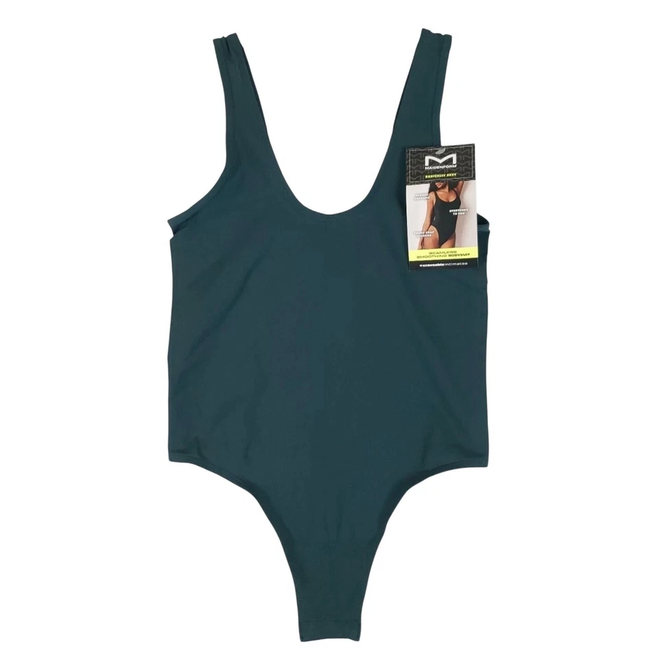 Maidenform sz 3XL Shapewear Bodysuit Thong Caper Green Seamless Slimming AO4