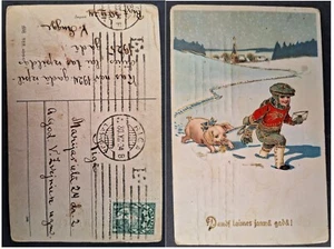 1924 Latvia Postcard-Happy New Year ties 4S Stamp cd Riga-Marijas iela - Picture 1 of 3